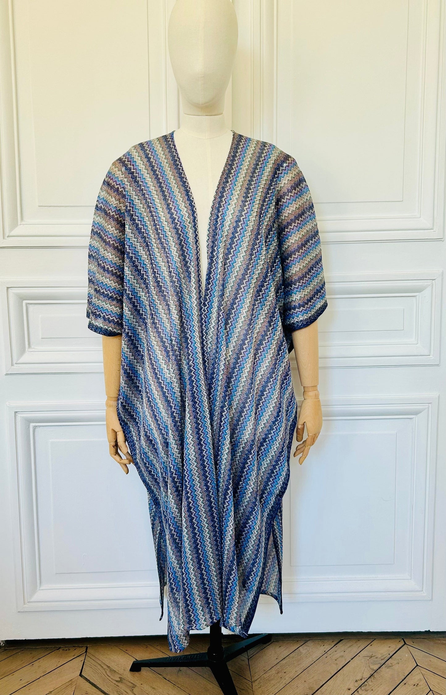 Manteau zig zag d’été bleu et gris