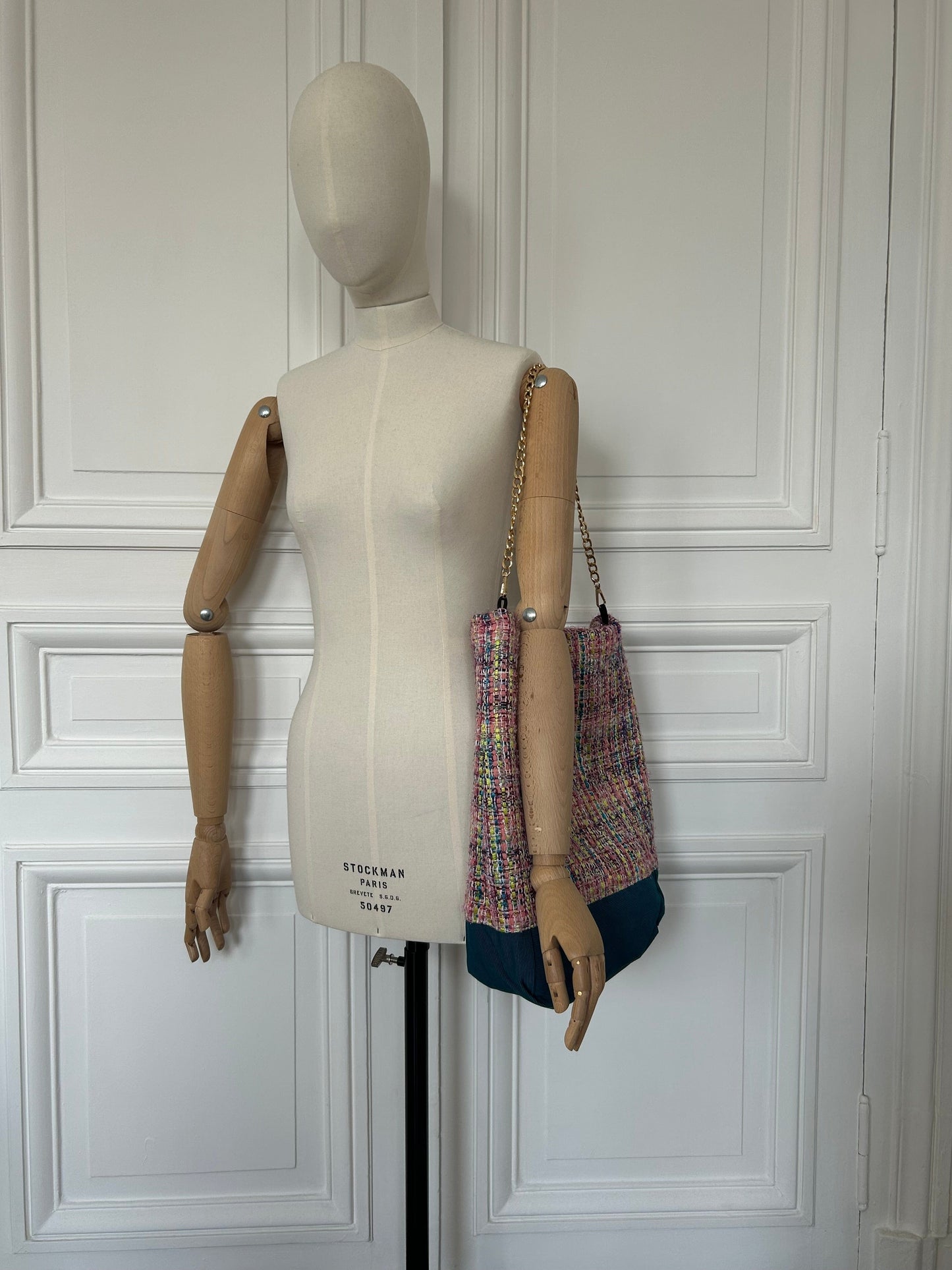 Housse sac Aurélie rose et bleu canard