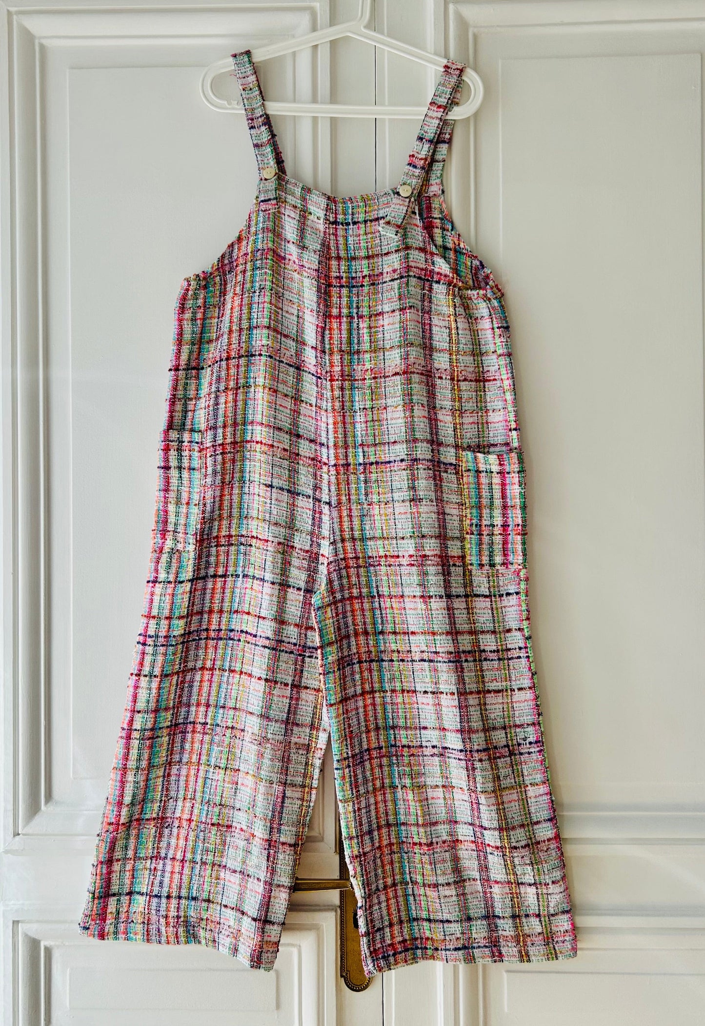 Salopette en tweed multicolore fabriquée en France
