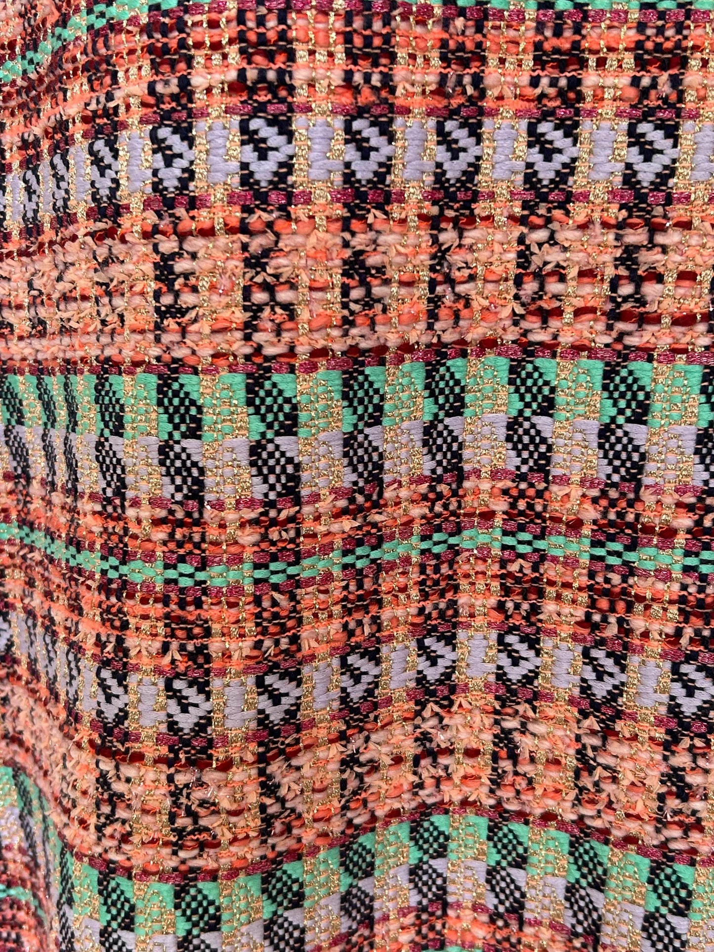 Robe en tweed multicolore sans manches fabriquée en France
