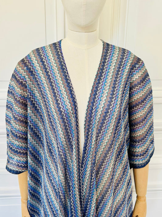 Manteau zig zag d’été bleu et gris