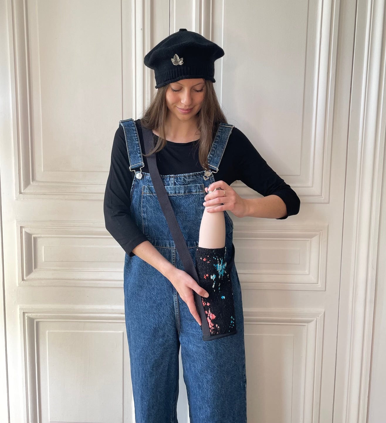 Sac pour gourde Margot en tweed multicolore tissé et fabriqué en France