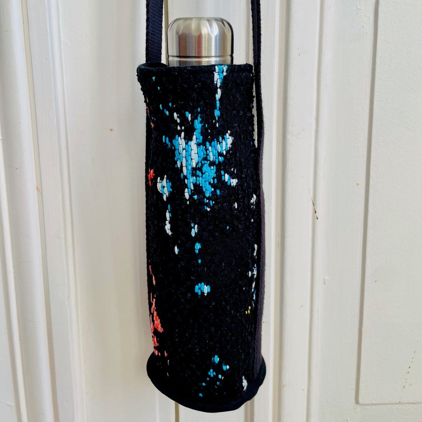 Sac pour gourde Margot en tweed multicolore tissé et fabriqué en France
