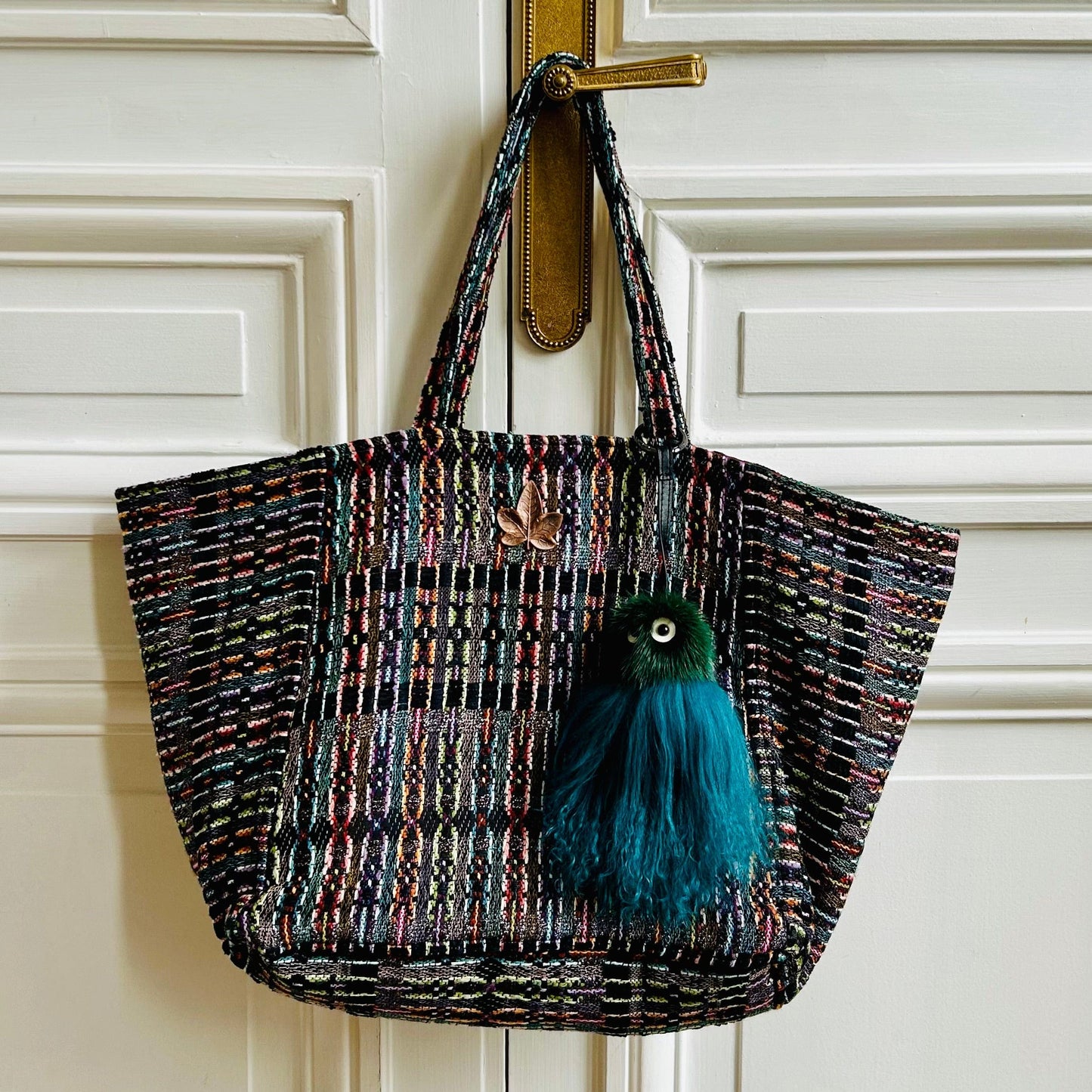 Sac Sébastien en tweed fabriqué en France avec pompon méduse