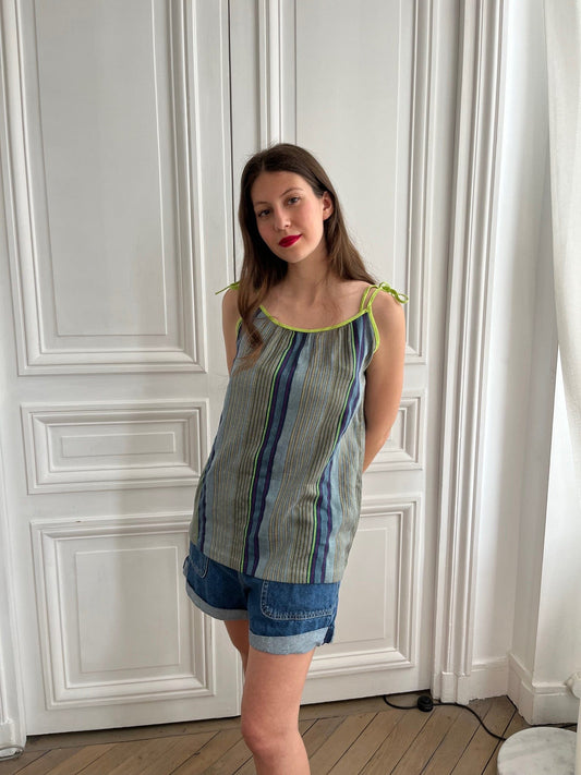 Top sans manches en tweed fabriqué en France