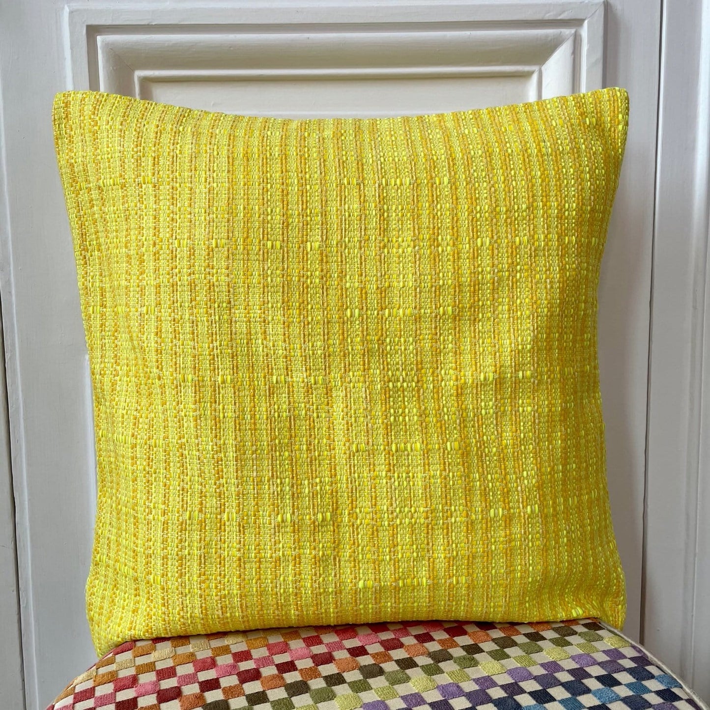 Coussin 50x50cm en tweed tissé et fabriqué en France