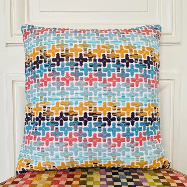 Coussin 40x40 cm en tweed croix tissé et fabriqué en France
