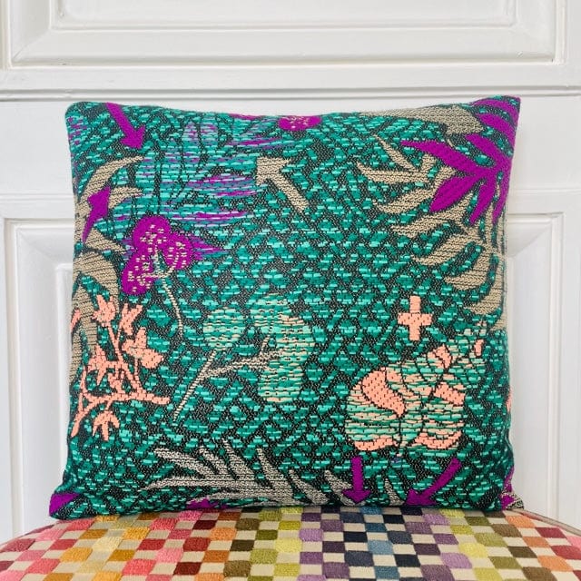 Coussin 35x35 cm en tweed jungle tissé et fabriqué en France