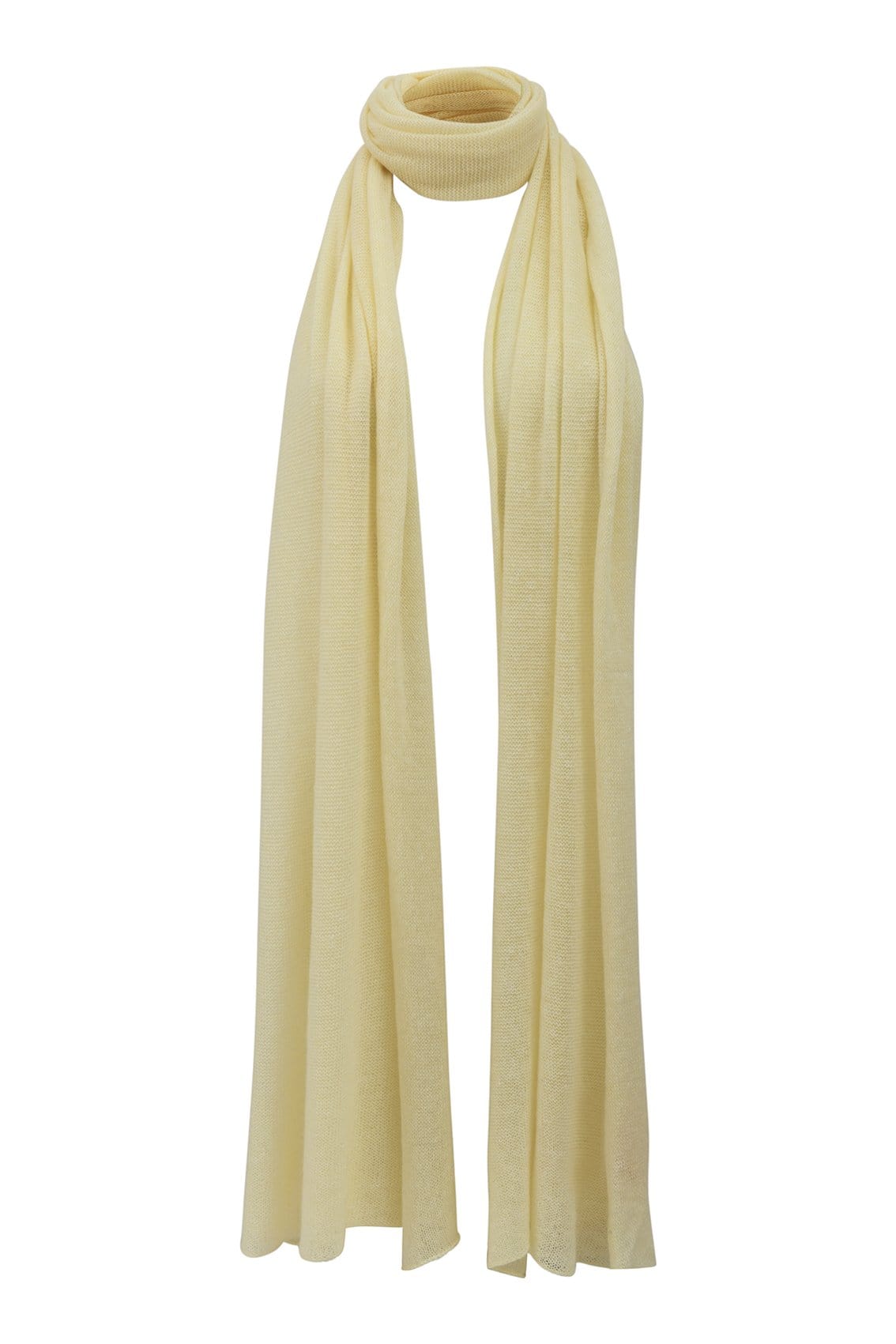 Etole jaune citron tricotée en France 200x60 cm 58% cachemire 42% lin