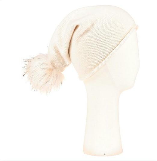 Bonnet de lutin Evesome maille mousseuse 100% cachemire avec pompon en fourrure - Evesome Leprechaun Beanie 100% Cashmere Foam with Fur Tassel