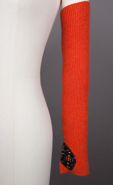 Mitaines à côtes hautes Evesome 100% cachemire avec patchs coeurs en tweed - Evesome 100% cashmere high-waisted mittens with tweed hearts patches