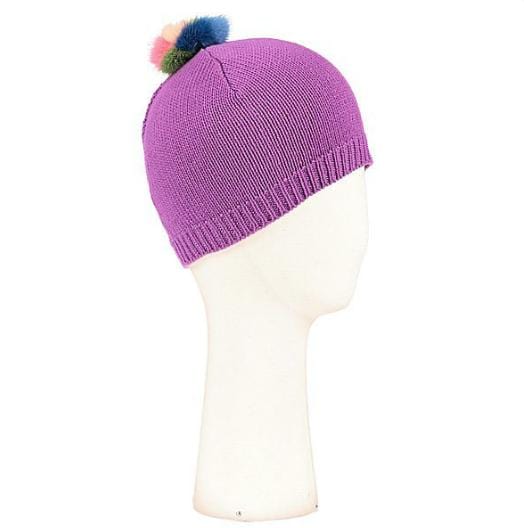 Bonnet Evesome maille serrée 100% cachemire avec pompon arc-en-ciel - Evesome 100% cashmere tight knit beanie with rainbow pompom