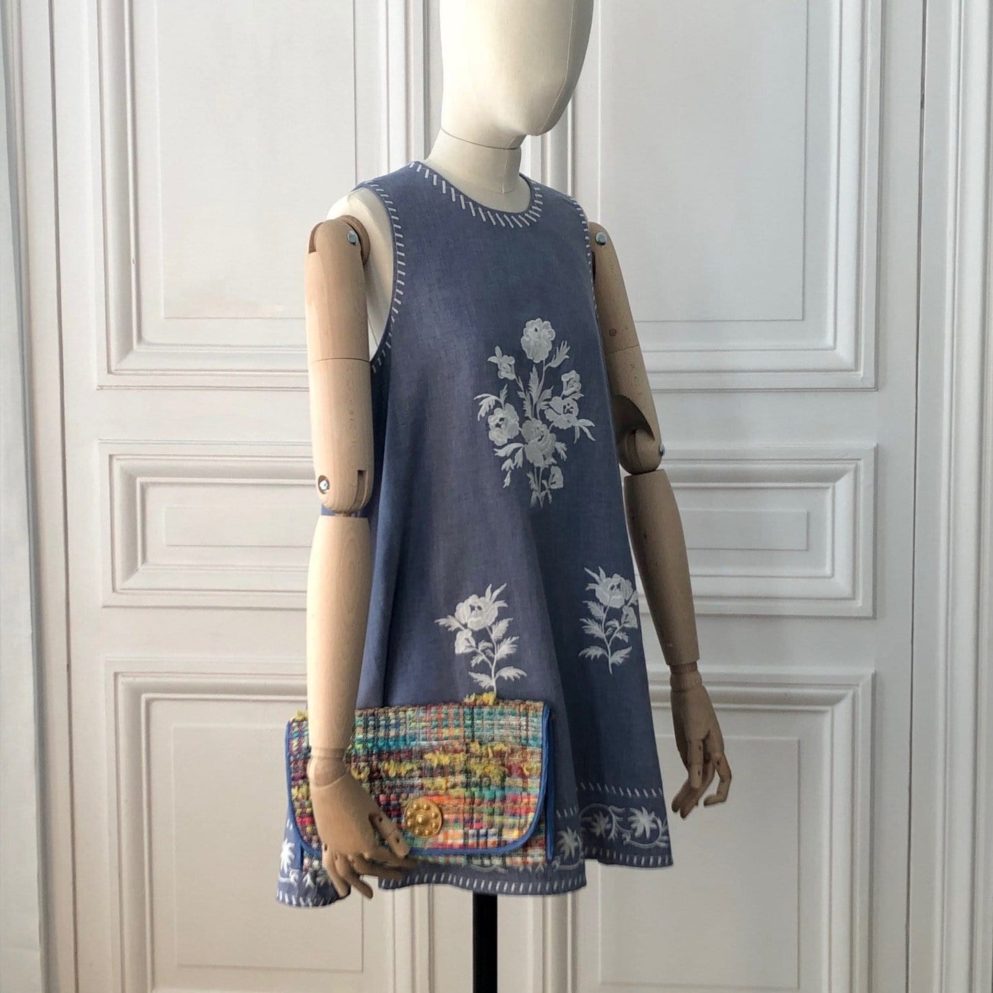 Pochette Alexandre en tweed multicolore tissé et fabriquée en France