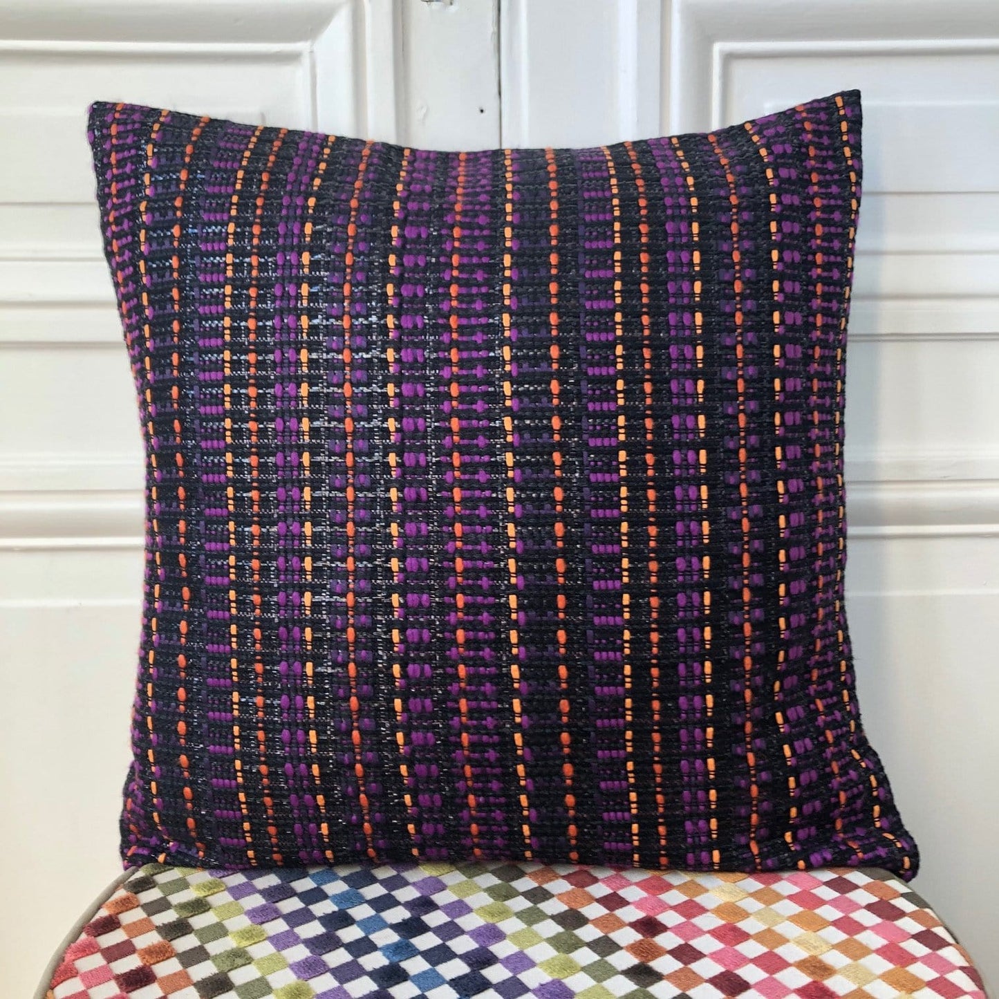 Coussin 50x50cm en tweed tissé et fabriqué en France