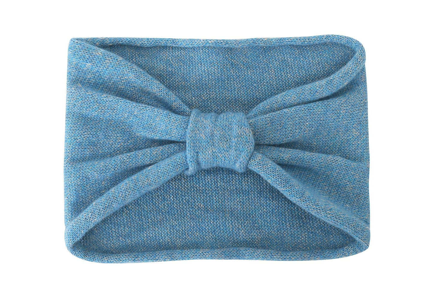 Bandeau bleu jean avec broderie Amazing tricoté en France 58% cachemire 42% lin