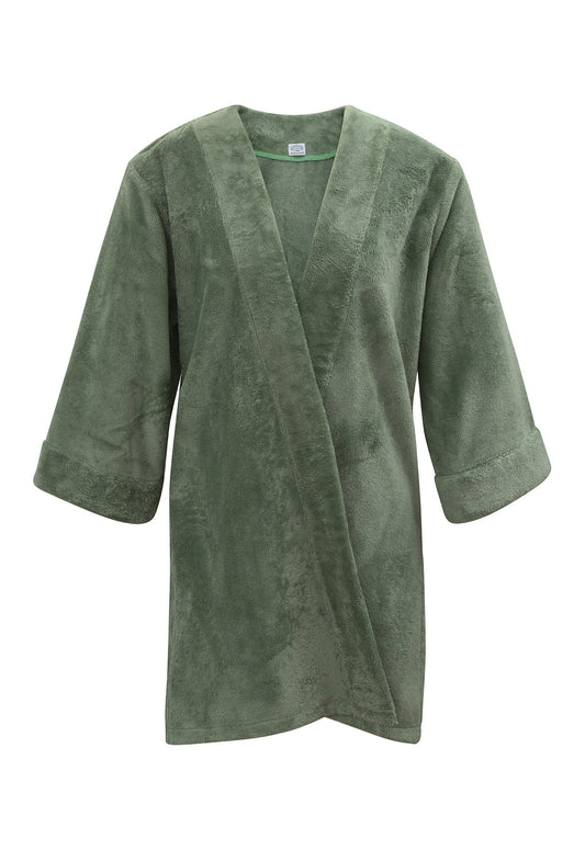 Kimono en éponge coton et bambou vert amande fabriqué en France