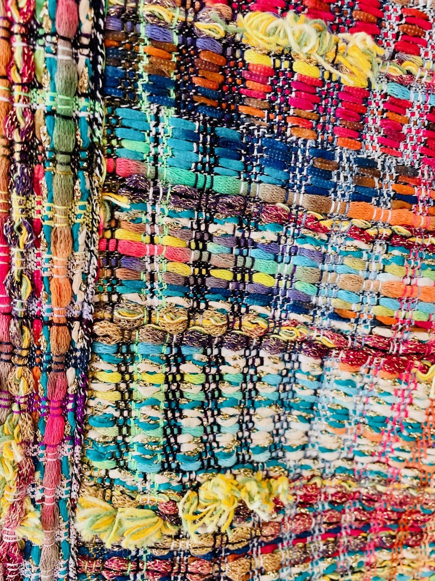 Kimono en tweed arc-en-ciel tissé et fabriqué en France