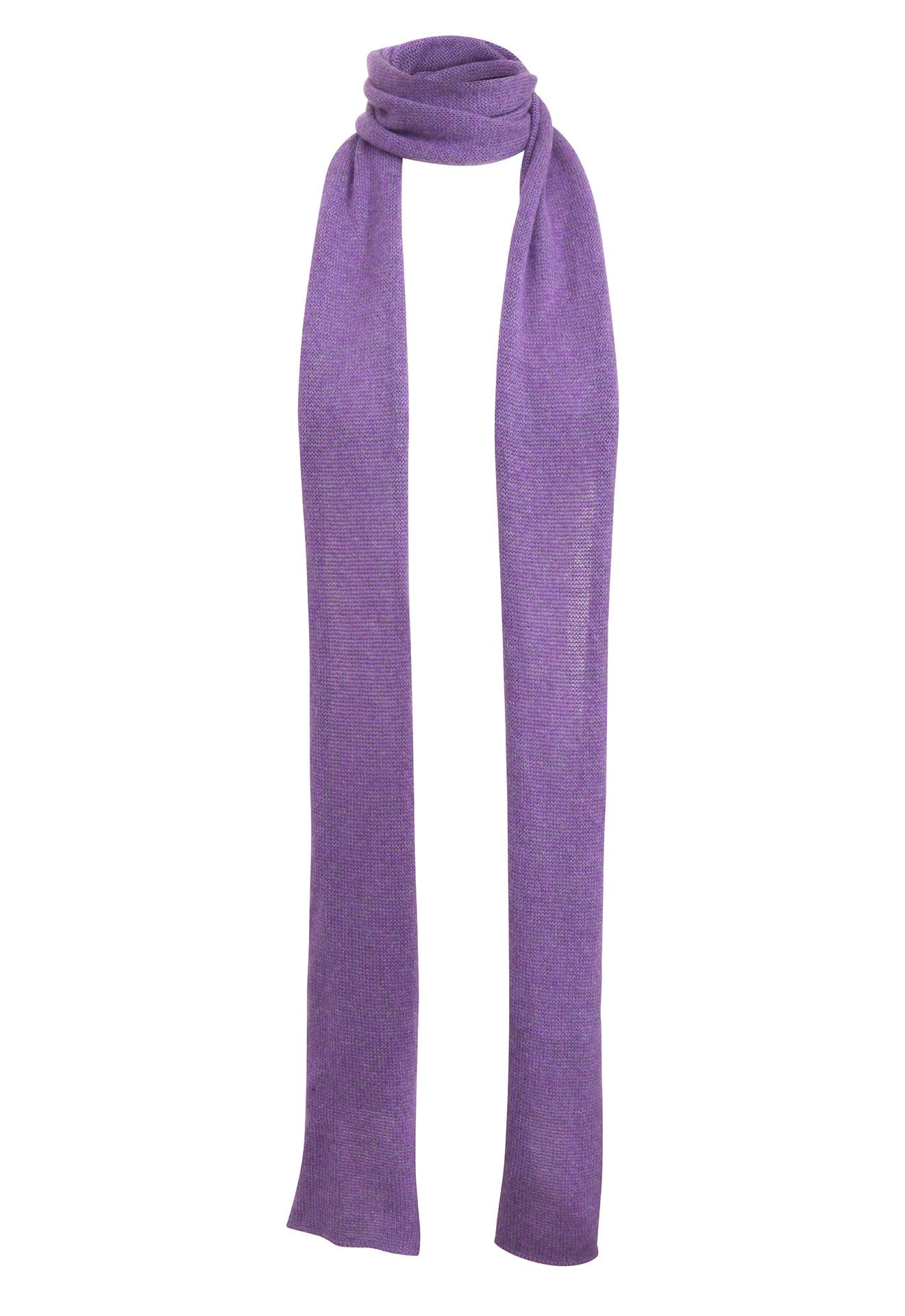 Mini écharpe violette tricotée en France 58% cachemire 42% lin