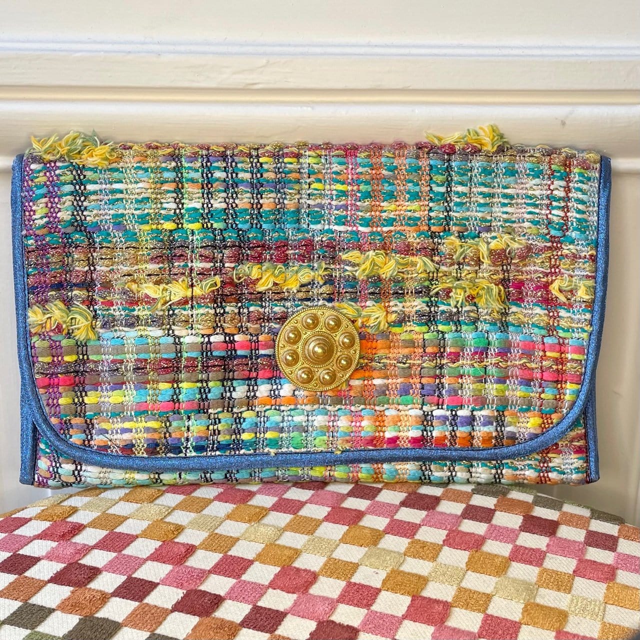Pochette Alexandre en tweed multicolore tissé et fabriquée en France