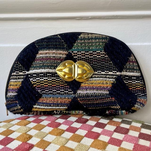 Pochette Sam en tweed multicolore tissé et fabriquée en France