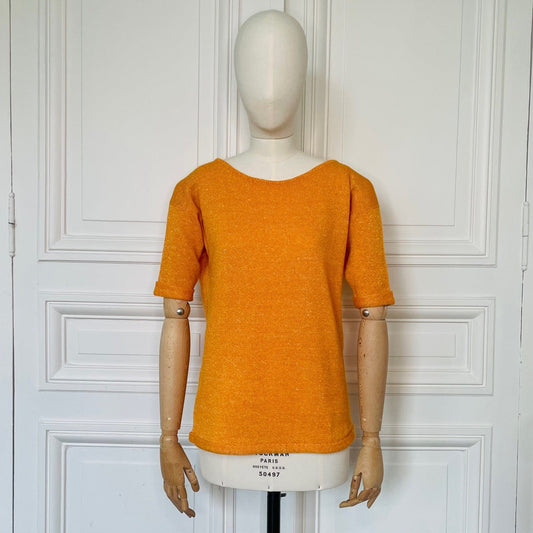 Pull manches courtes 58% cachemire 42% lin