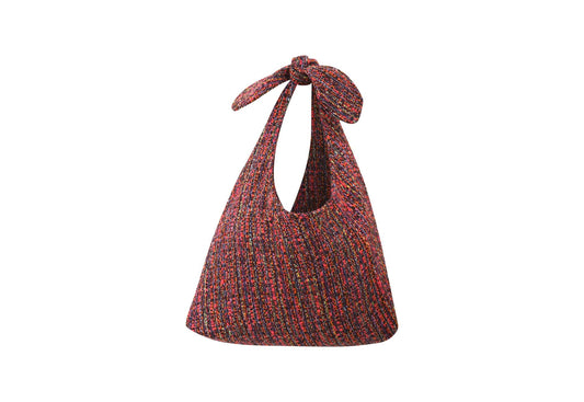 Sac Angèle en tweed rose, lilas, noir et jaune tissé et fabriqué en France