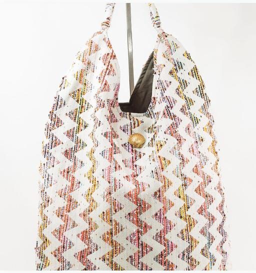 Sac Yvette en tweed rose et jaune moutarde tissé et fabriqué en France