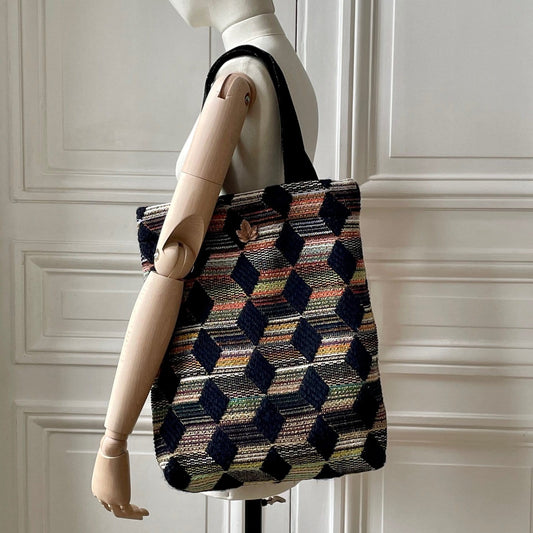 Sac Vivien en tweed multicolore tissé et fabriqué en France