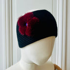 Bandeau à cotes fleur tricoté en France 100% merinos
