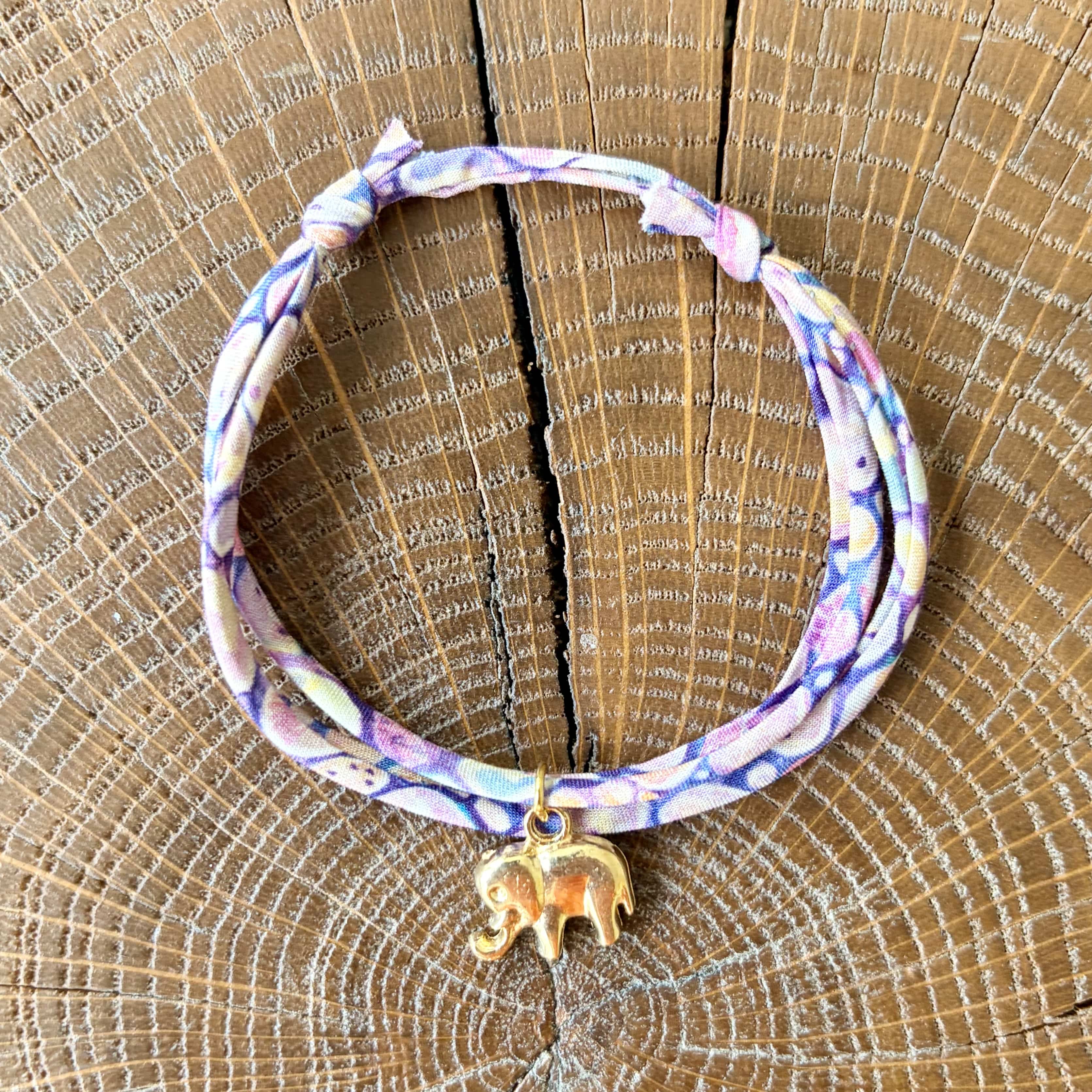 Bracelet Evesome x Le Petit Lien de Paris en Liberty de coton et acier inoxydable doré
