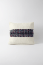 Coussin 100% laine avec bandeau en tweed fabriqué en France