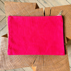 Grande pochette boîte de sardines carreaux rose et jaune 22x15 cm