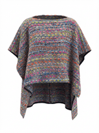 Poncho en tweed rayé multicolore tissé et fabriqué en France