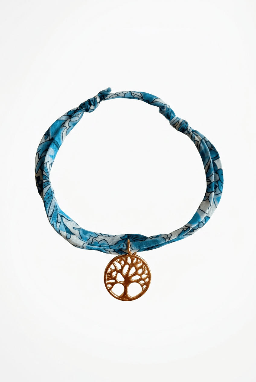 Bracelet Evesome x Le Petit Lien de Paris en Liberty de coton et acier inoxydable doré