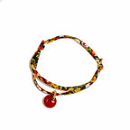 Bracelet en Liberty de coton, Cornaline et acier inoxydable