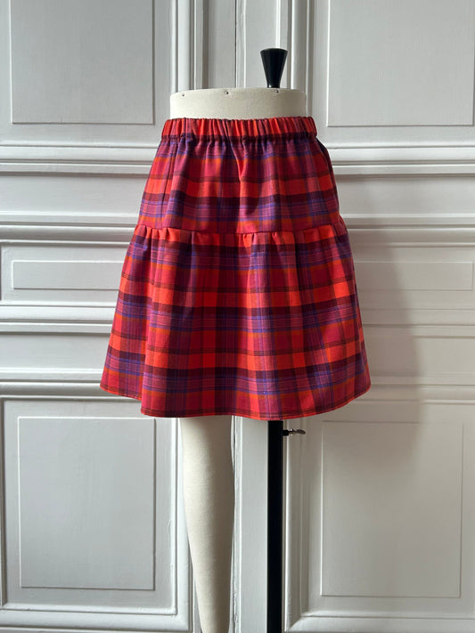 Jupe à volant en tartan ultra doux fabriquée en France