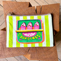 Grande pochette plate boîte de sardines roses 22x15 cm