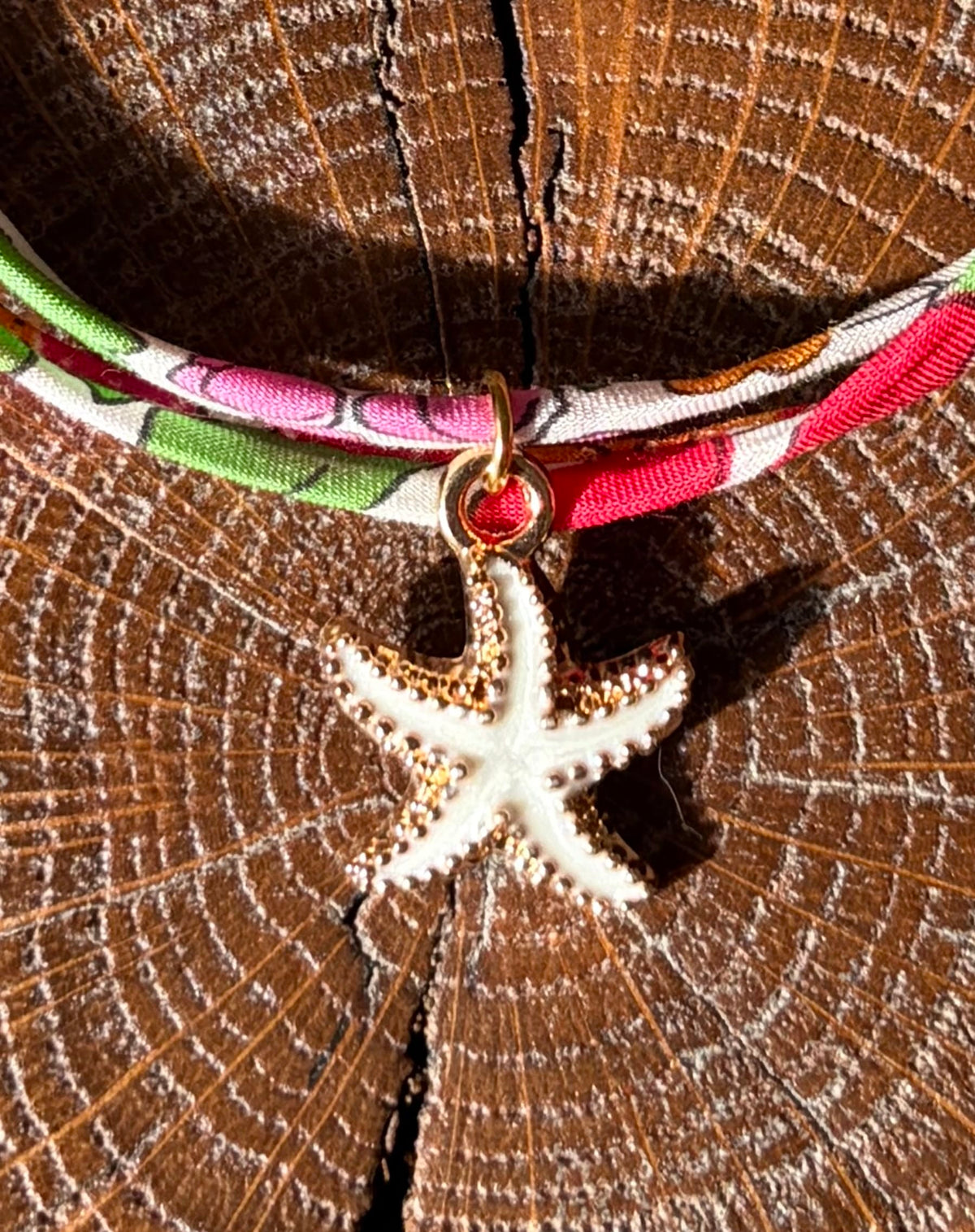 Bracelet Evesome x Le Petit Lien de Paris en Liberty de coton et acier inoxydable doré