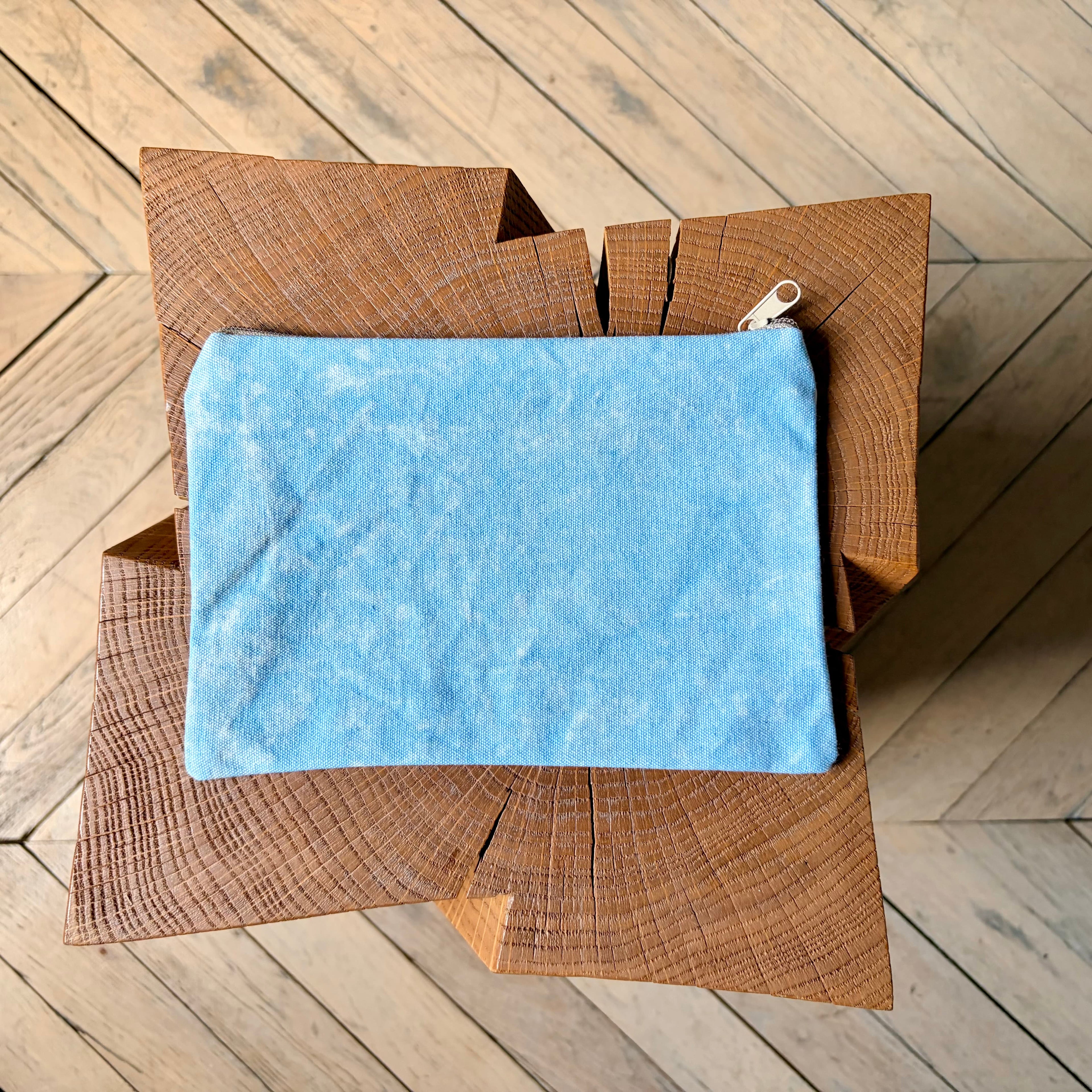 Grande pochette plate homard rayures ciel 22x15 cm