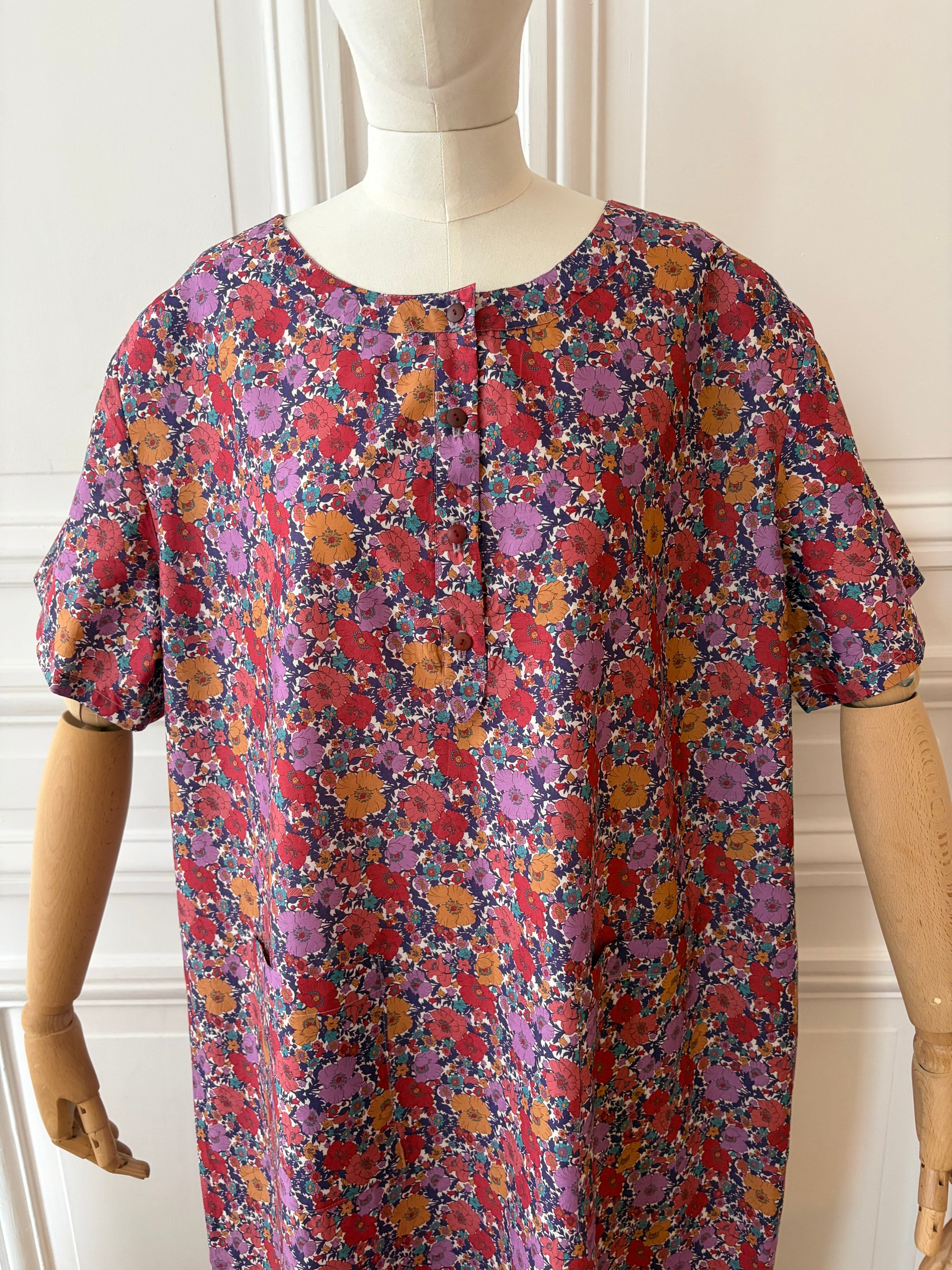 Robe longue à manches courtes fabriquée en France