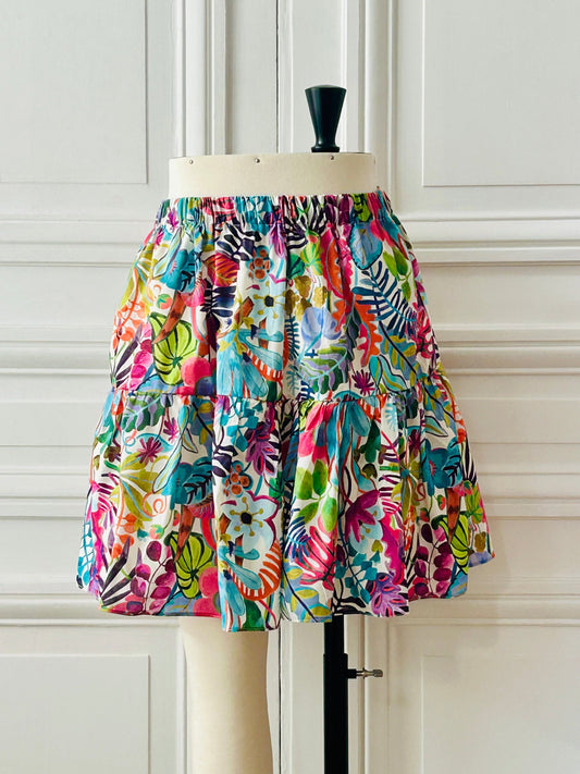 Jupe en Liberty de coton à taille élastiquée fabriquée en France