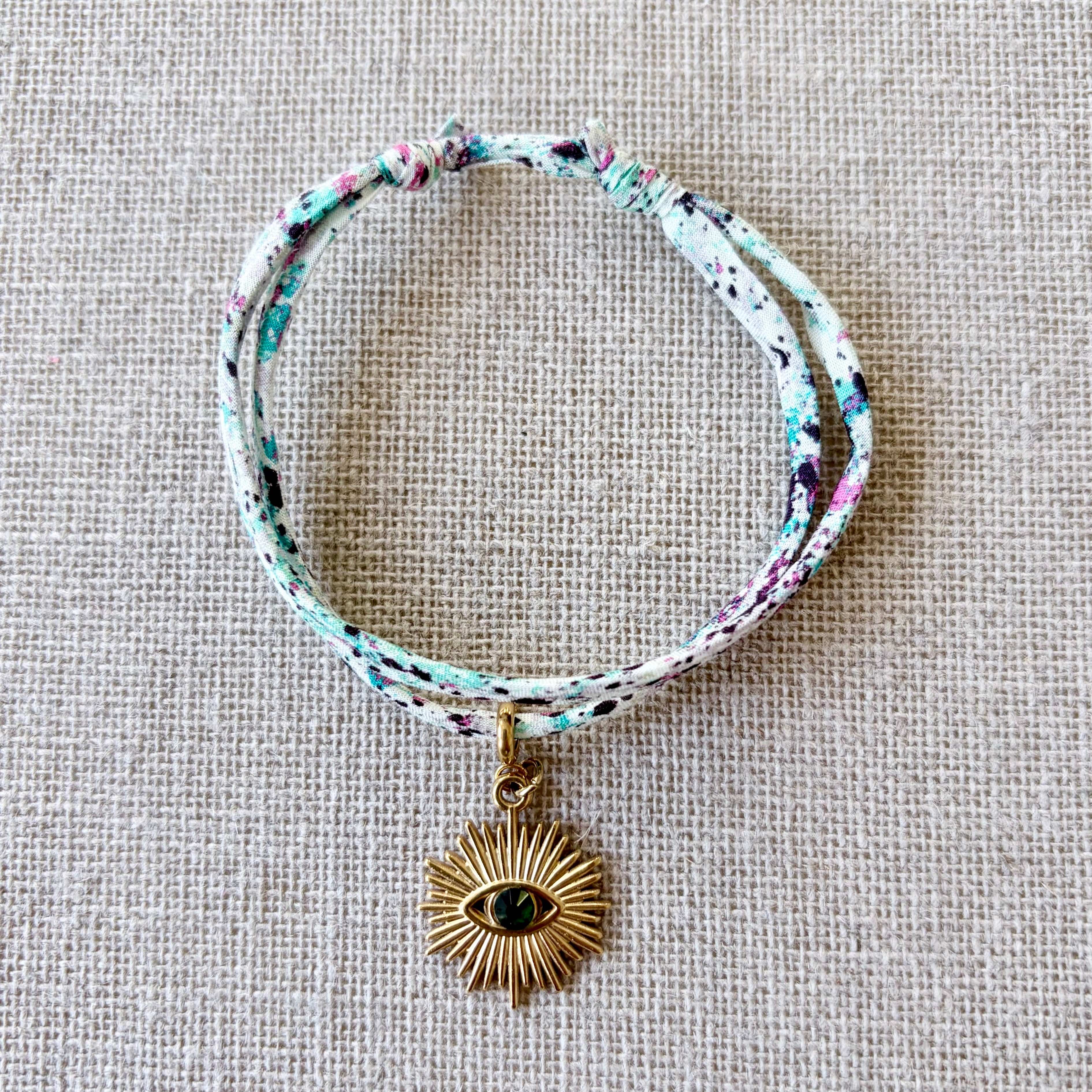 Bracelet Evesome x Le Petit Lien de Paris en Liberty de coton et acier inoxydable doré