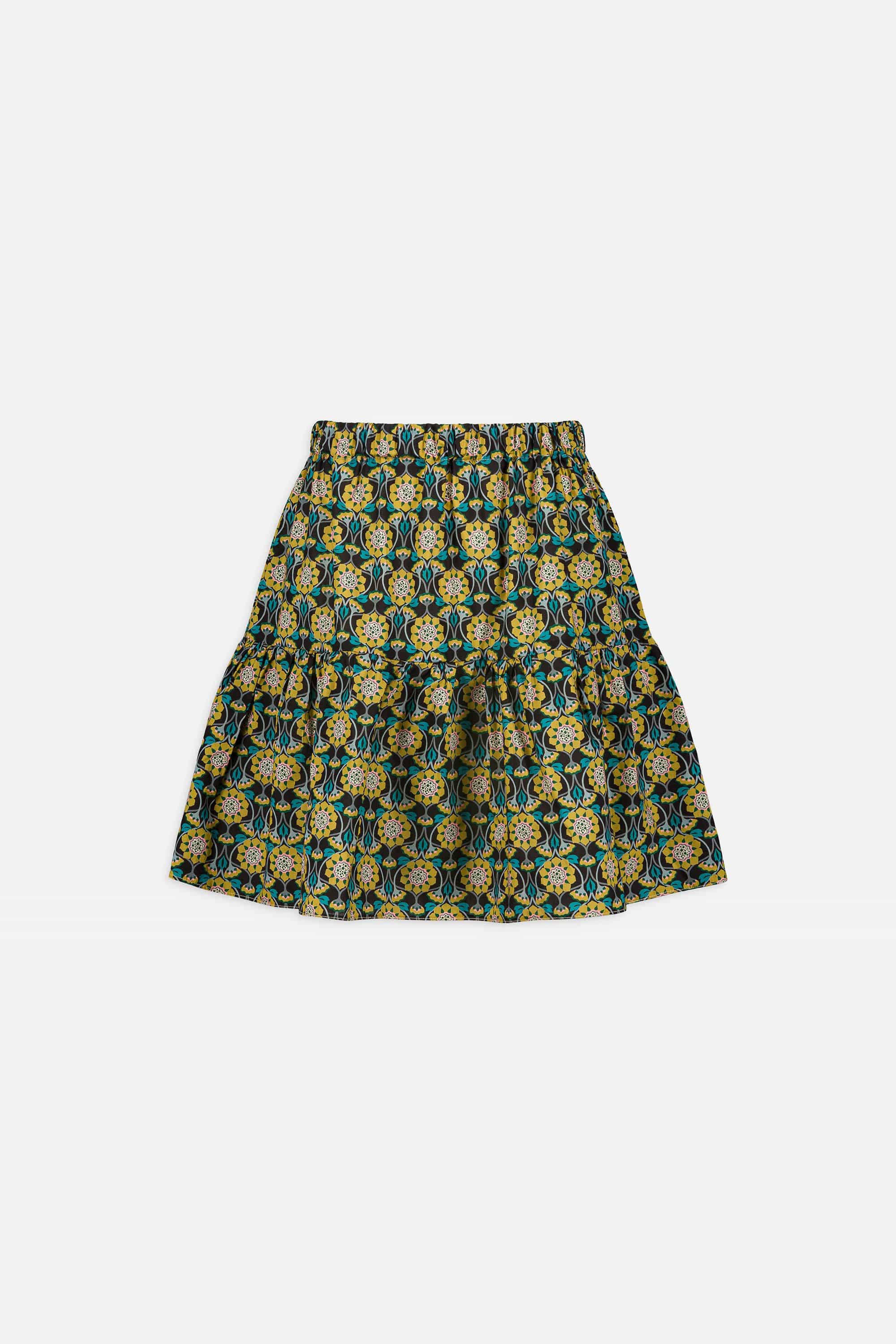 Jupe en Liberty de coton à taille élastiquée fabriquée en France