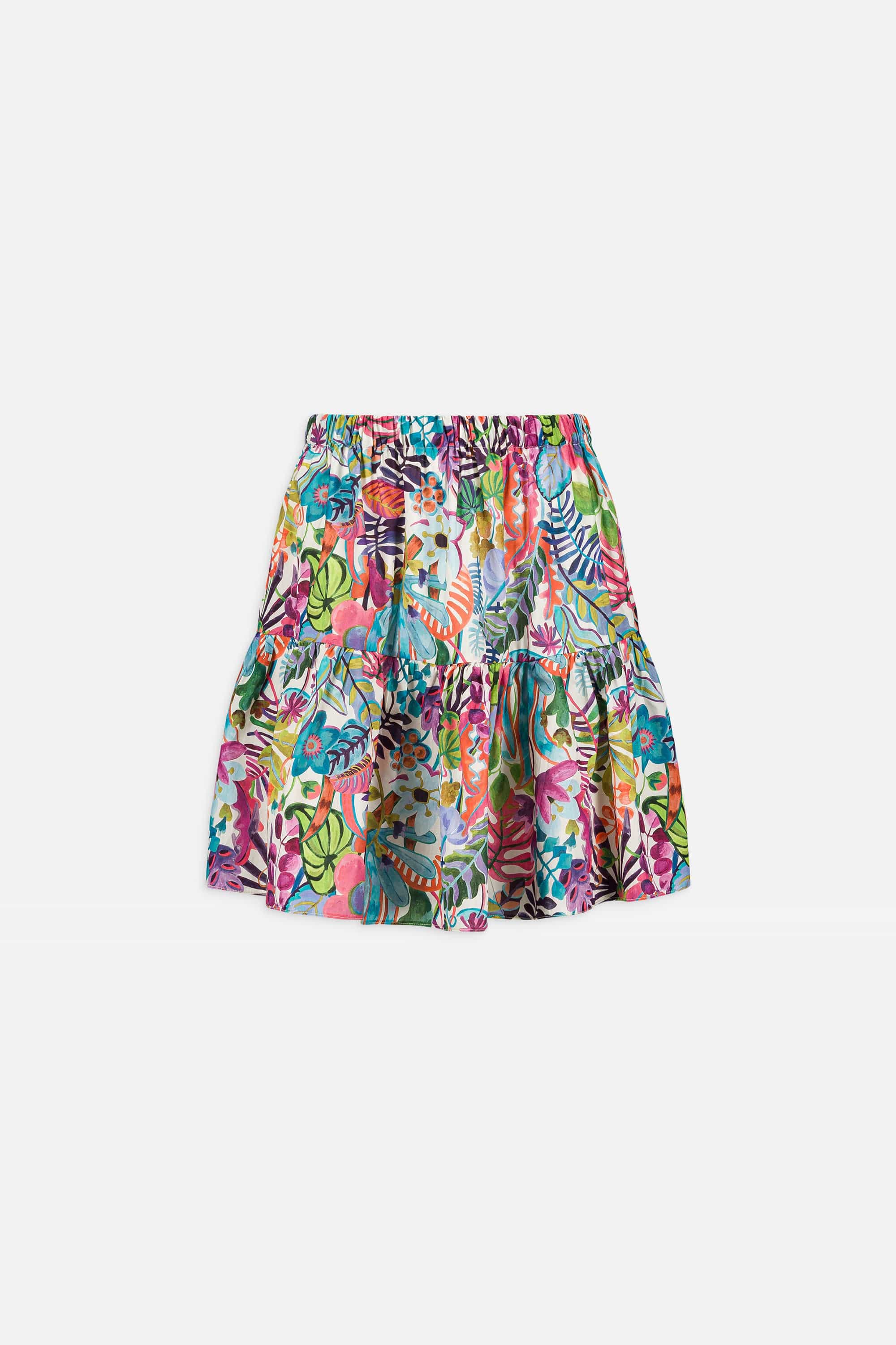 Jupe en Liberty de coton à taille élastiquée fabriquée en France