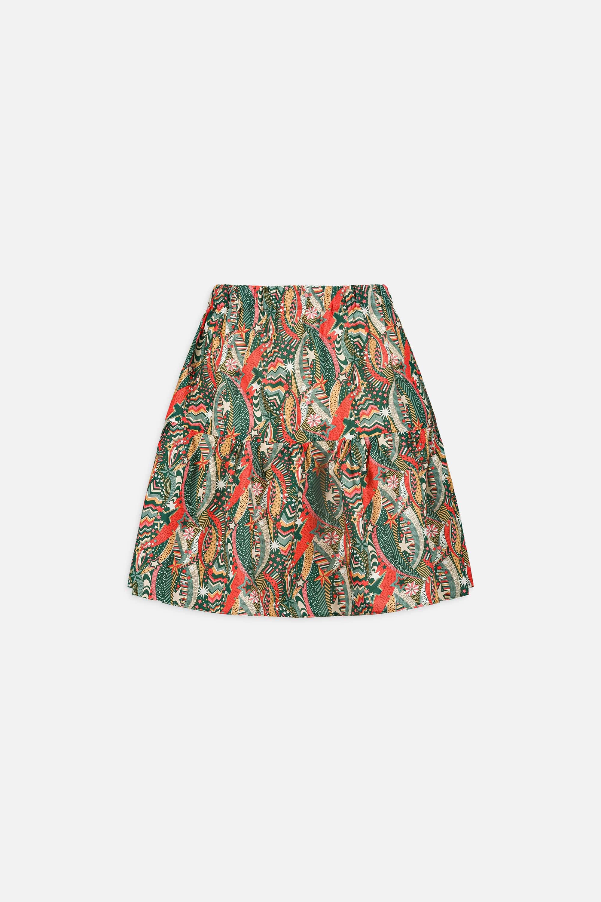 Jupe en Liberty de coton à taille élastiquée fabriquée en France