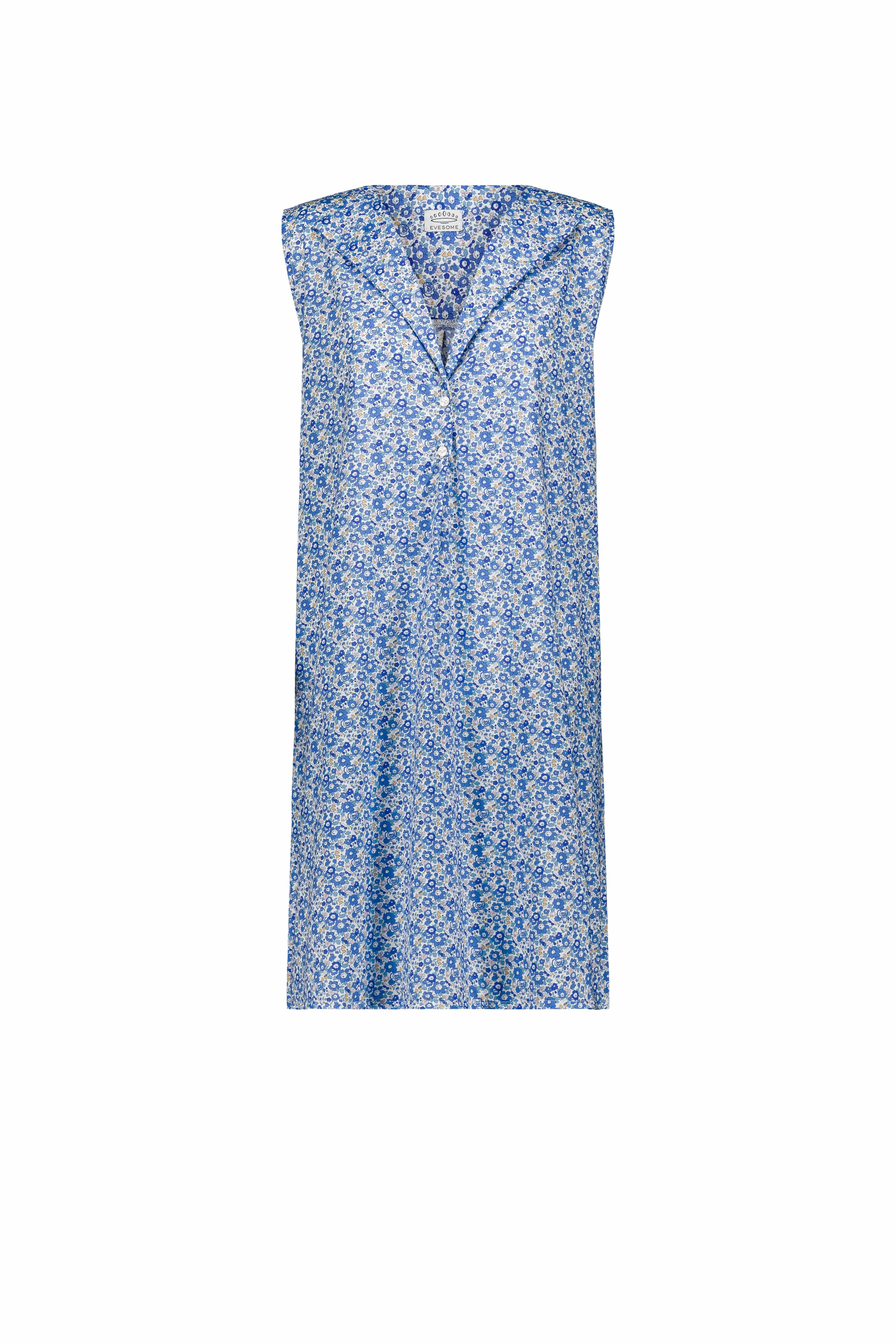 Robe sans manches boutonnée en V fabriquée en France