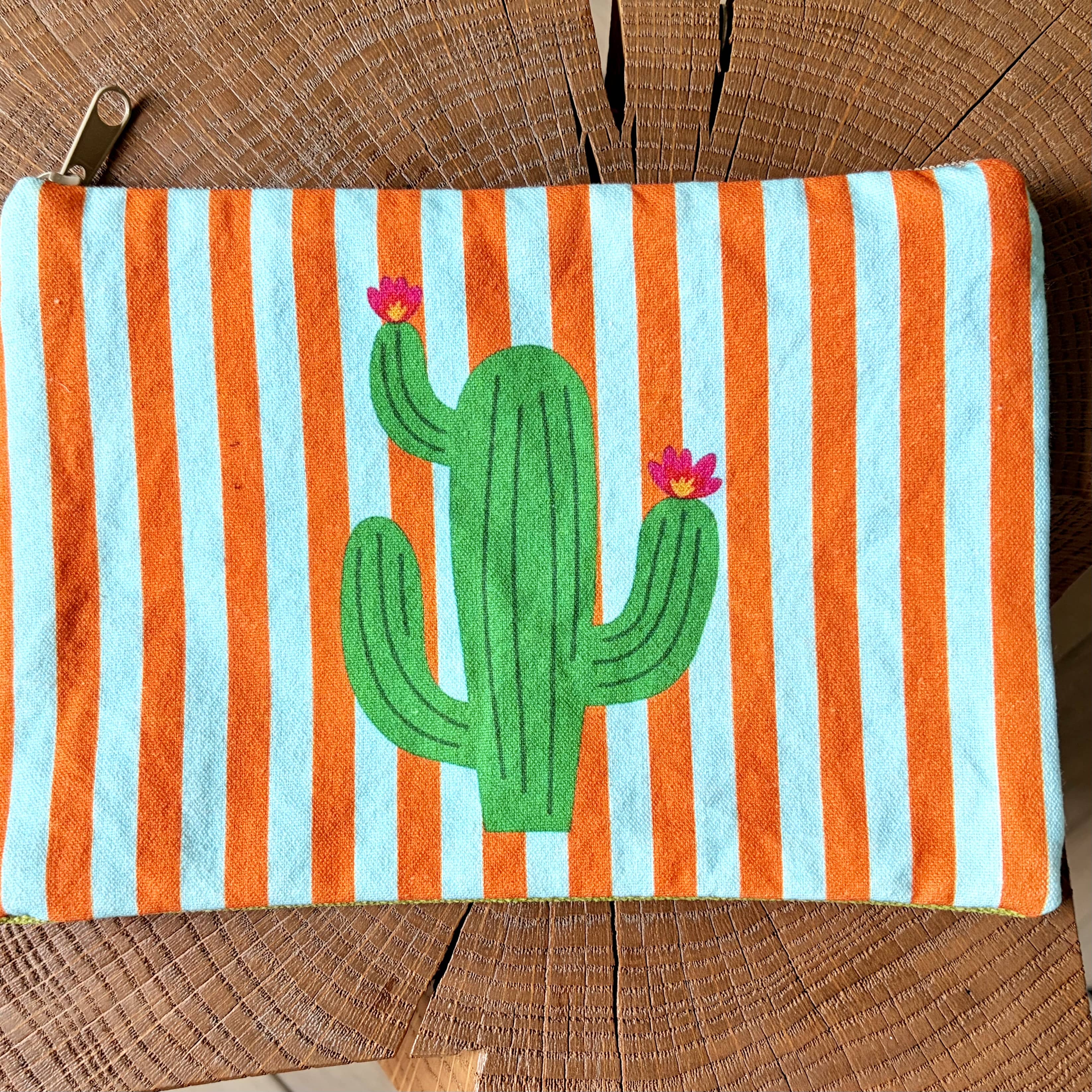 Grande pochette plate cactus 22x15 cm