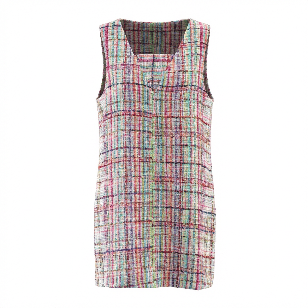 Robe en V en très weed multicolore tissé et fabriquée en France