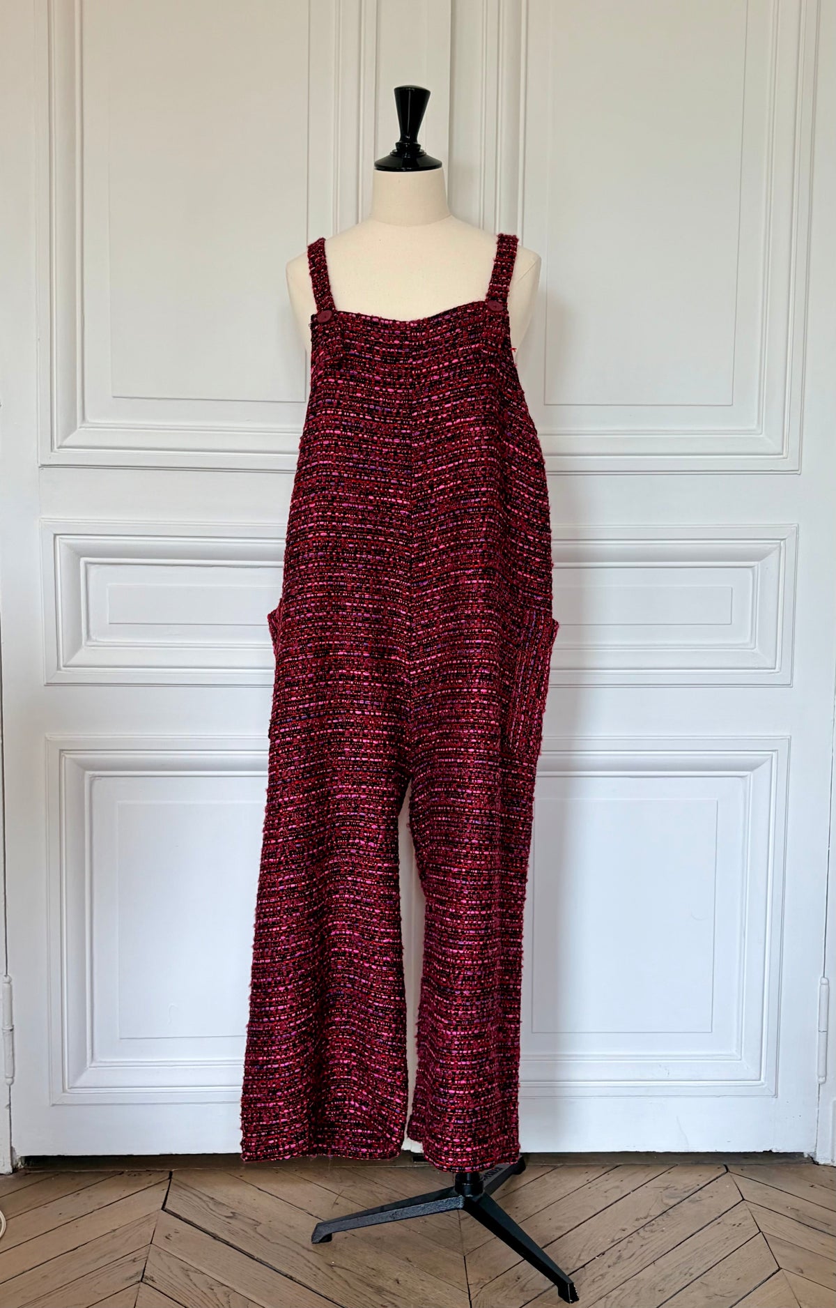 Salopette en tweed multicolore fabriquée en France