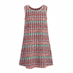 Robe en tweed multicolore sans manches fabriquée en France